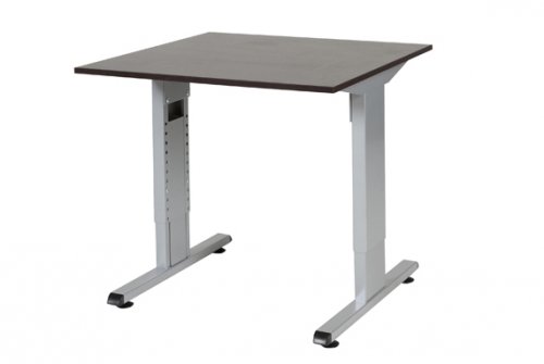 T-lines bureau, hoogte instelbaar (61-90cm) met 80x80cm 20mm blad en t-poot frame met rechte tenen