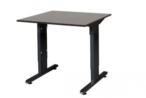 T-lines bureau, hoogte instelbaar (61-90cm) met 80x80cm 20mm blad en t-poot frame met rechte tenen