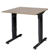 T-lines bureau, hoogte instelbaar (61-90cm) met 80x80cm 20mm blad en t-poot frame met rechte tenen