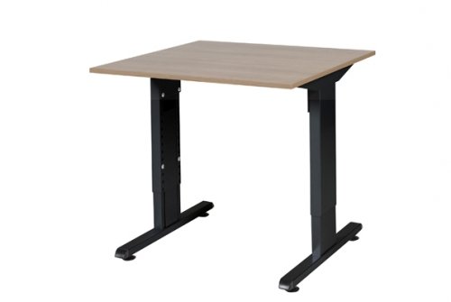 T-lines bureau, hoogte instelbaar (61-90cm) met 80x80cm 20mm blad en t-poot frame met rechte tenen