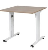 T-lines bureau, hoogte instelbaar (61-90cm) met 80x80cm 20mm blad en t-poot frame met rechte tenen