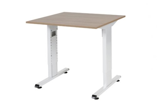 Schaffenburg T-lines bureau, hoogte instelbaar (61-90cm) met 80x80cm 20mm blad en t-poot frame met rechte tenen