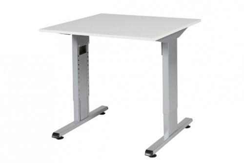 Schaffenburg T-lines bureau, hoogte instelbaar (61-90cm) met 80x80cm 20mm blad en t-poot frame met rechte tenen