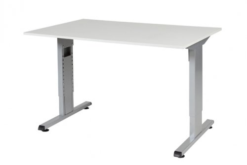 T-lines bureau, hoogte instelbaar (61-90cm) met 120x80cm 20mm blad en t-poot frame met rechte tenen