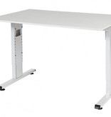 Schaffenburg T-lines bureau, hoogte instelbaar (61-90cm) met 120x80cm 20mm blad en t-poot frame met rechte tenen