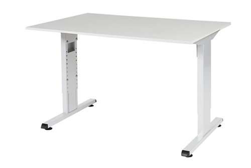 T-lines bureau, hoogte instelbaar (61-90cm) met 120x80cm 20mm blad en t-poot frame met rechte tenen