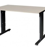 T-lines bureau, hoogte instelbaar (61-90cm) met 120x80cm 20mm blad en t-poot frame met rechte tenen