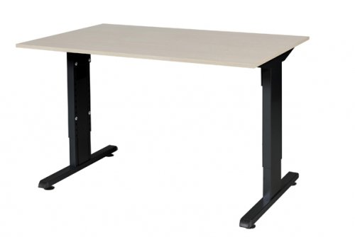 Schaffenburg T-lines bureau hoogte instelbaar (61-90cm) met 120x80cm lindberg eiken 20mm blad en zwart (RAL9011) t-poot frame met rechte tenen