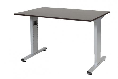T-lines bureau, hoogte instelbaar (61-90cm) met 120x80cm 20mm blad en t-poot frame met rechte tenen