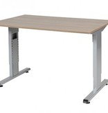 T-lines bureau, hoogte instelbaar (61-90cm) met 120x80cm 20mm blad en t-poot frame met rechte tenen