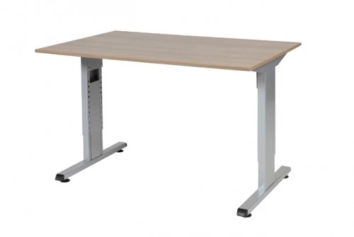 T-lines bureau, hoogte instelbaar (61-90cm) met 120x80cm 20mm blad en t-poot frame met rechte tenen