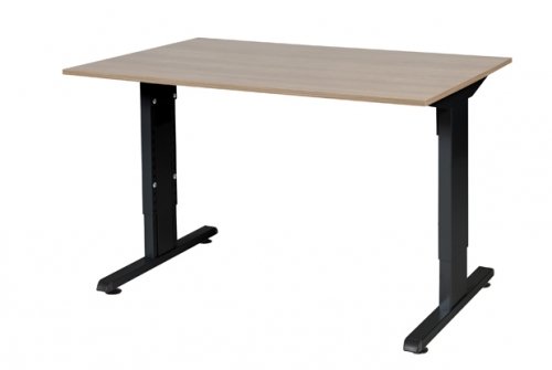 T-lines bureau, hoogte instelbaar (61-90cm) met 120x80cm 20mm blad en t-poot frame met rechte tenen