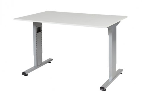 Schaffenburg T-lines bureau, hoogte instelbaar (61-90cm) met 120x80cm 20mm blad en t-poot frame met rechte tenen