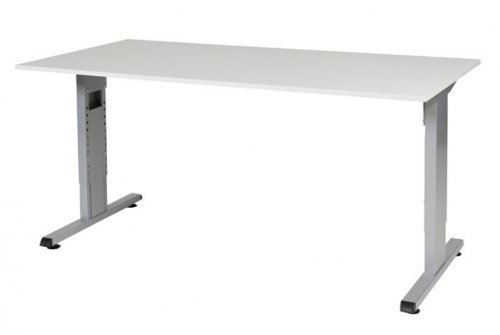 T-lines bureau, hoogte instelbaar (61-90cm) met 160x80cm 20mm blad en t-poot frame met rechte tenen