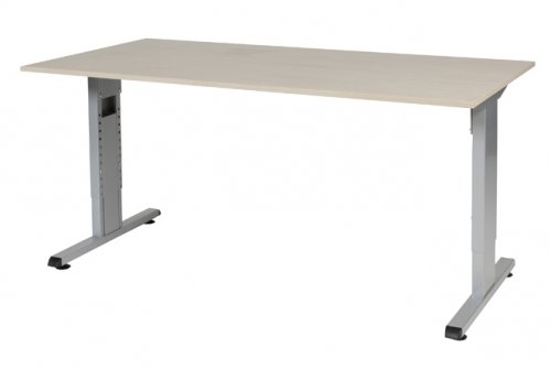 T-lines bureau, hoogte instelbaar (61-90cm) met 160x80cm 20mm blad en t-poot frame met rechte tenen