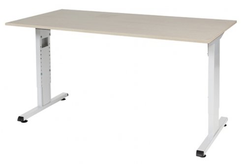 T-lines bureau, hoogte instelbaar (61-90cm) met 160x80cm 20mm blad en t-poot frame met rechte tenen