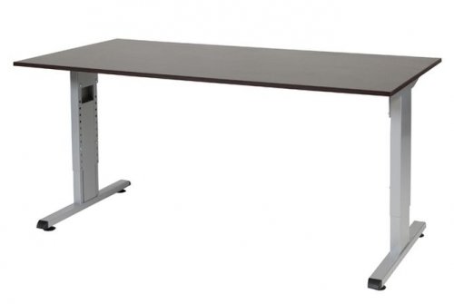 T-lines bureau, hoogte instelbaar (61-90cm) met 160x80cm 20mm blad en t-poot frame met rechte tenen