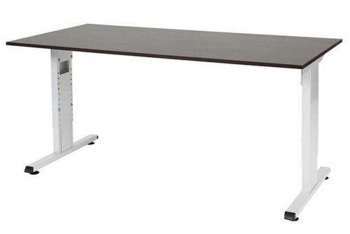 T-lines bureau, hoogte instelbaar (61-90cm) met 160x80cm 20mm blad en t-poot frame met rechte tenen