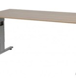 T-lines bureau, hoogte instelbaar (61-90cm) met 160x80cm 20mm blad en t-poot frame met rechte tenen