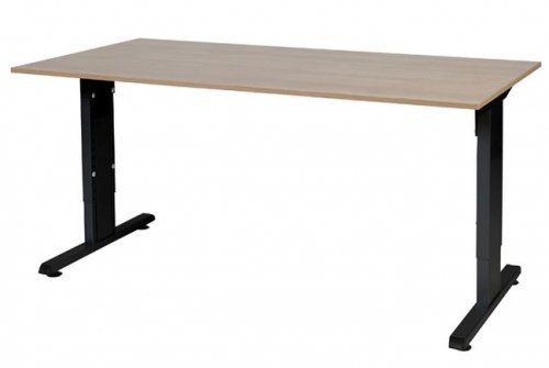 T-lines bureau, hoogte instelbaar (61-90cm) met 160x80cm 20mm blad en t-poot frame met rechte tenen
