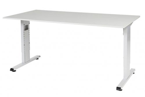 T-lines bureau, hoogte instelbaar (61-90cm) met 160x80cm 20mm blad en t-poot frame met rechte tenen