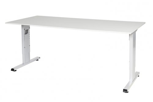 Schaffenburg T-lines bureau, hoogte instelbaar (61-90cm) met 180x80cm 20mm blad en t-poot frame met rechte tenen