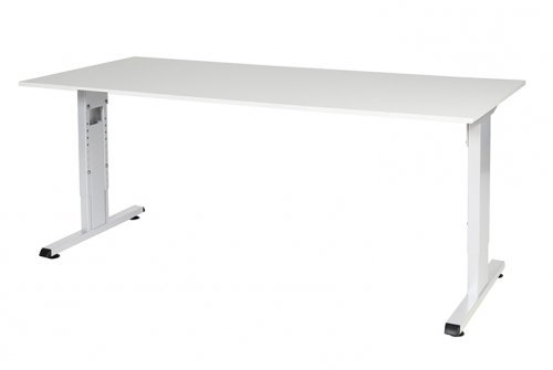 T-lines bureau, hoogte instelbaar (61-90cm) met 180x80cm 20mm blad en t-poot frame met rechte tenen