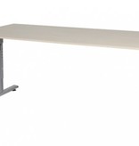 T-lines bureau, hoogte instelbaar (61-90cm) met 180x80cm 20mm blad en t-poot frame met rechte tenen