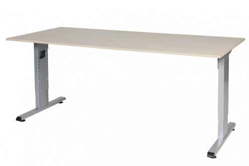 T-lines bureau, hoogte instelbaar (61-90cm) met 180x80cm 20mm blad en t-poot frame met rechte tenen