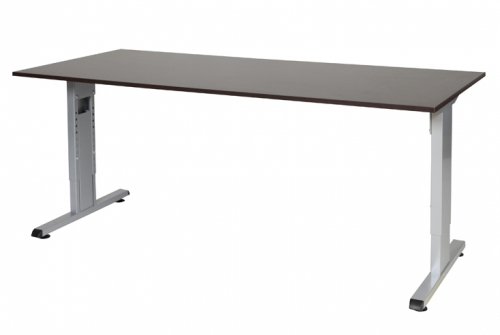 Schaffenburg T-lines bureau hoogte instelbaar (61-90cm) met 180x80cm wenge donker 20mm blad en aluminium (RAL9006) t-poot frame met rechte tenen