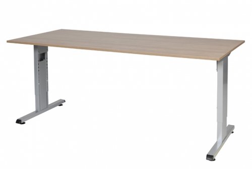 T-lines bureau, hoogte instelbaar (61-90cm) met 180x80cm 20mm blad en t-poot frame met rechte tenen