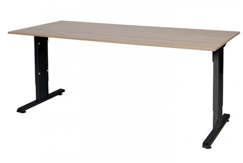 T-lines bureau, hoogte instelbaar (61-90cm) met 180x80cm 20mm blad en t-poot frame met rechte tenen