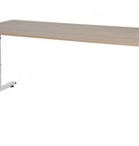 T-lines bureau, hoogte instelbaar (61-90cm) met 180x80cm 20mm blad en t-poot frame met rechte tenen