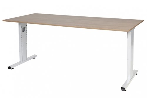 T-lines bureau, hoogte instelbaar (61-90cm) met 180x80cm 20mm blad en t-poot frame met rechte tenen
