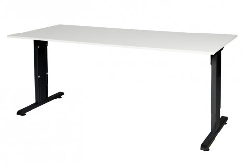 T-lines bureau, hoogte instelbaar (61-90cm) met 180x80cm 20mm blad en t-poot frame met rechte tenen