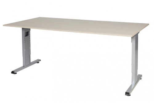 T-lines bureau, hoogte instelbaar (61-90cm) met 180x90cm 20mm blad en t-poot frame met rechte tenen