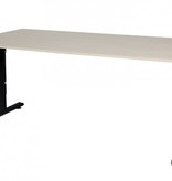 T-lines bureau, hoogte instelbaar (61-90cm) met 180x90cm 20mm blad en t-poot frame met rechte tenen