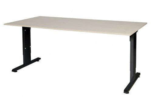 T-lines bureau, hoogte instelbaar (61-90cm) met 180x90cm 20mm blad en t-poot frame met rechte tenen