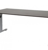 T-lines bureau, hoogte instelbaar (61-90cm) met 180x90cm 20mm blad en t-poot frame met rechte tenen