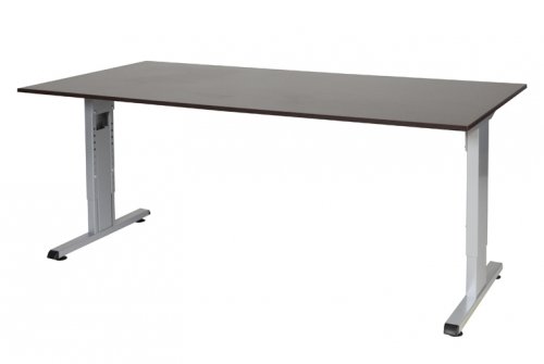 Schaffenburg T lines bureau hoogte instelbaar(61 90cm)met 180x90cm wenge donker 20mm blad en aluminium(RAL9006)t poot frame met rechte tenen