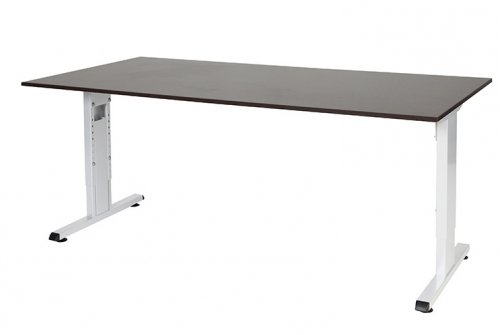 T-lines bureau, hoogte instelbaar (61-90cm) met 180x90cm 20mm blad en t-poot frame met rechte tenen