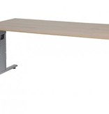 T-lines bureau, hoogte instelbaar (61-90cm) met 180x90cm 20mm blad en t-poot frame met rechte tenen