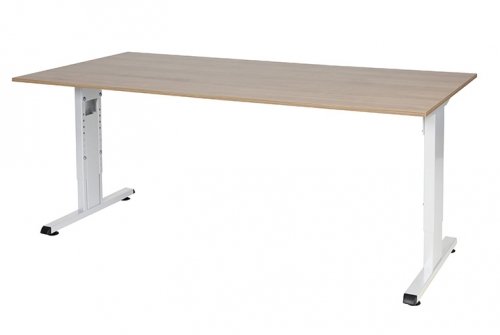 T-lines bureau, hoogte instelbaar (61-90cm) met 180x90cm 20mm blad en t-poot frame met rechte tenen
