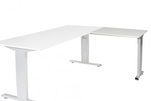 T-lines aanbouwtafel, hoogte instelbaar (61-90cm) met 80x60cm 20mm blad en t-poot frame met rechte tenen
