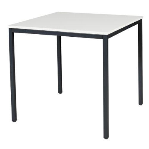 Schaffenburg Domino bureautafel vaste hoogte met 80x80cm krijtwit 20mm blad en zwart (RAL9011) 4-poot frame