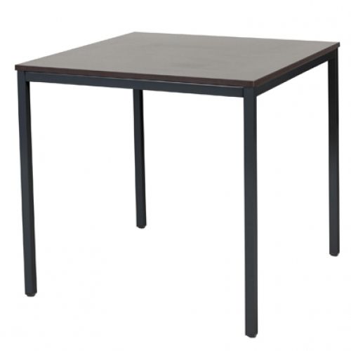 Schaffenburg Domino bureautafel vaste hoogte met 80x80cm wenge donker 20mm blad en zwart (RAL9011) 4-poot frame