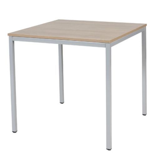 Schaffenburg Domino bureautafel vaste hoogte met 80x80cm kersen licht 20mm blad en aluminium (RAL9006) 4-poot frame