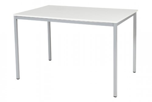 Schaffenburg Domino bureautafel vaste hoogte met 120x80cm lindberg eiken 20mm blad en aluminium(RAL9006)4 poot frame