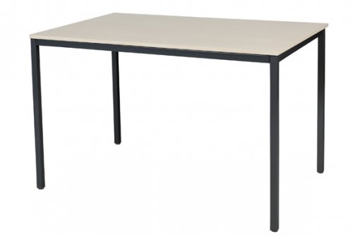 Schaffenburg Domino bureautafel vaste hoogte met 120x80cm lindberg eiken 20mm blad en zwart (RAL9011) 4-poot frame