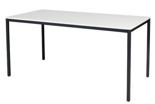 Schaffenburg Domino bureautafel vaste hoogte met 160x80cm krijtwit 20mm blad en zwart (RAL9011) 4-poot frame